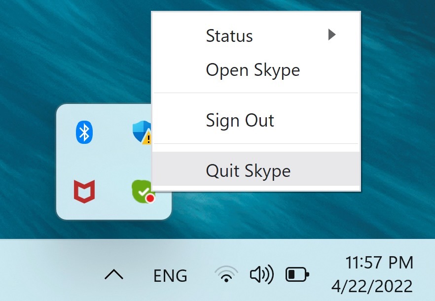 タスクマネージャーで終了