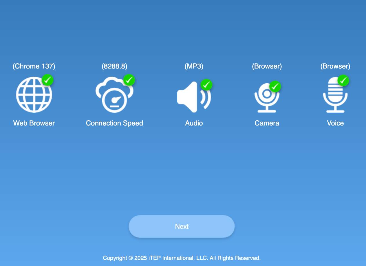 iTEP Technical Checklist：5項目すべて緑のチェックマーク
